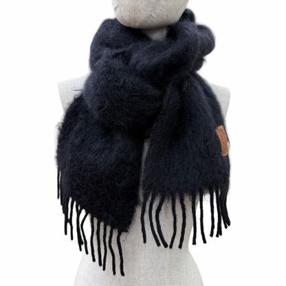 ロエベ アナグラム レザーパッチ モヘアウールマフラー