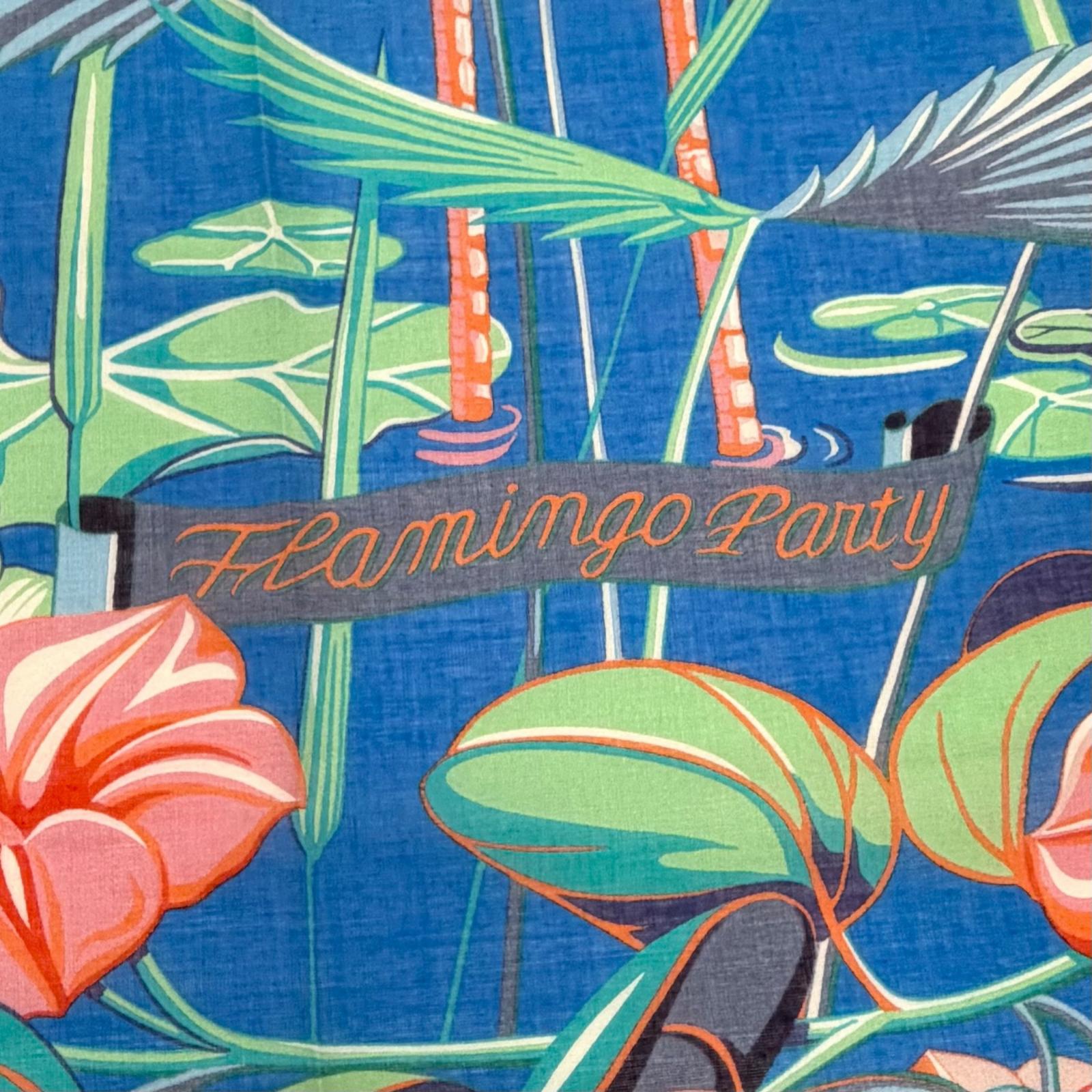 エルメス FLAMINGO PARTY コットン スカーフストール
