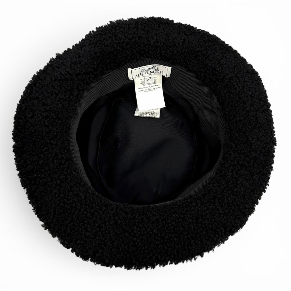エルメス Fauve Crude Cell Patch Merino Mouton レザーハット57