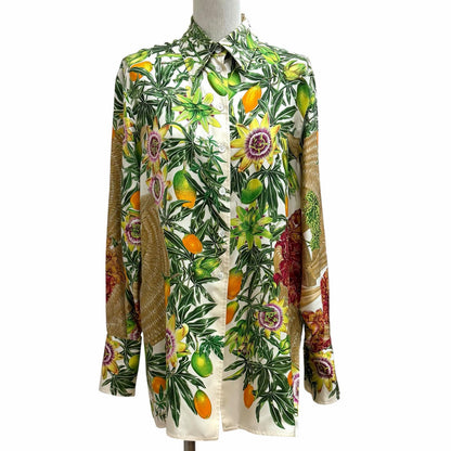 エルメス Passiflores Passion Flower シルクシャツ36