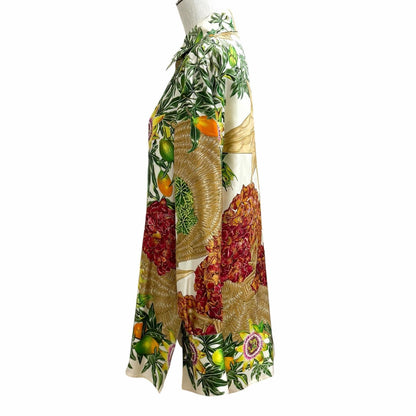 エルメス Passiflores Passion Flower シルクシャツ36