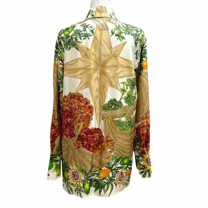 エルメス Passiflores Passion Flower シルクシャツ36