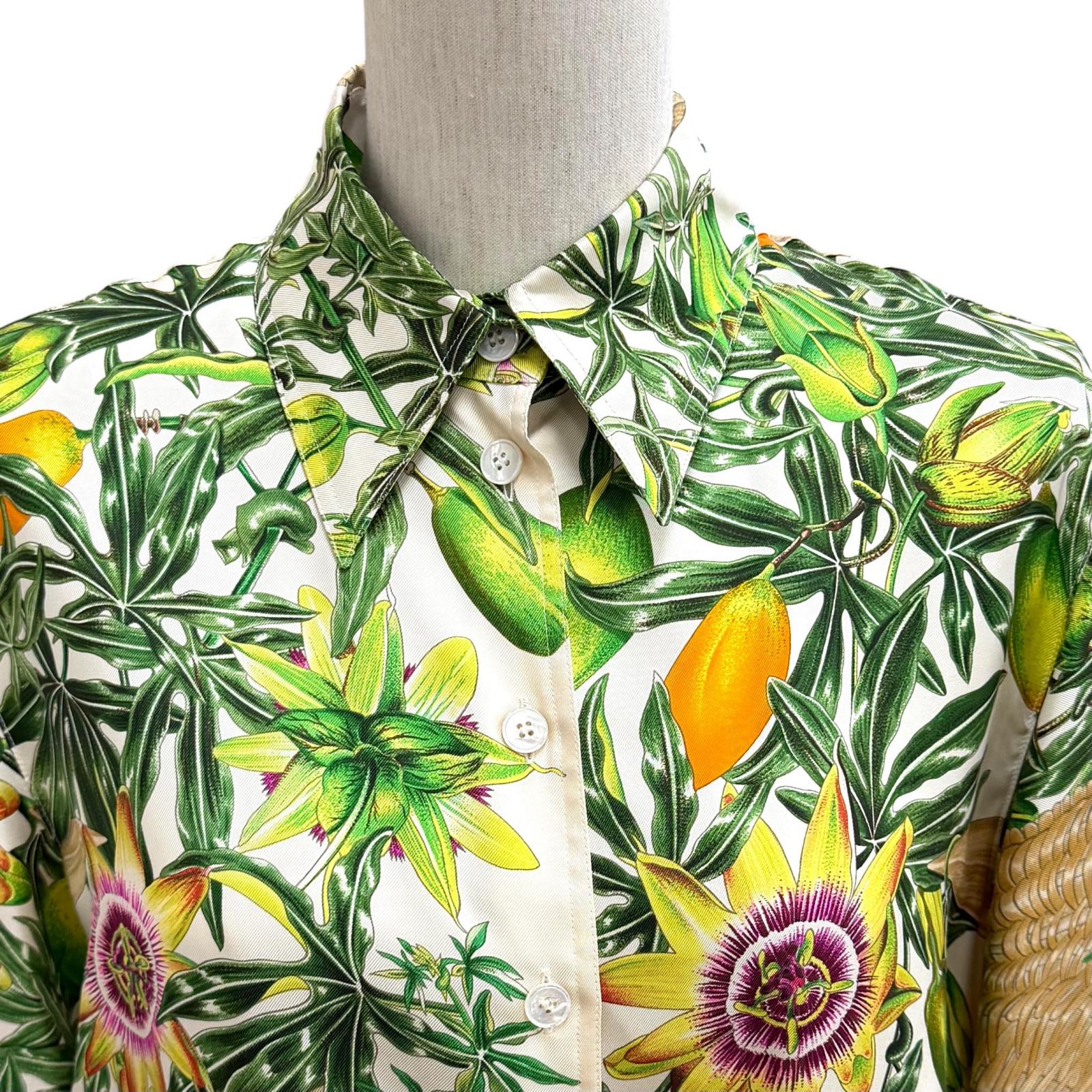 エルメス Passiflores Passion Flower シルクシャツ36