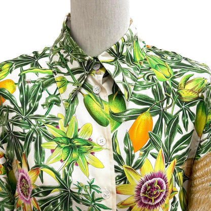 エルメス Passiflores Passion Flower シルクシャツ36