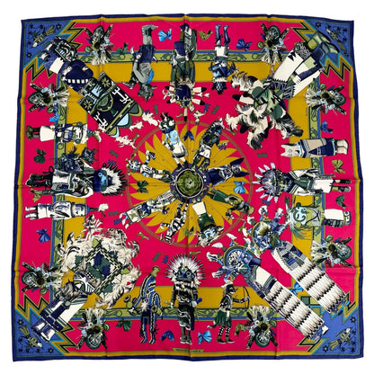 エルメス Kachinas Hopi tribe Kale シルクスカーフ 90