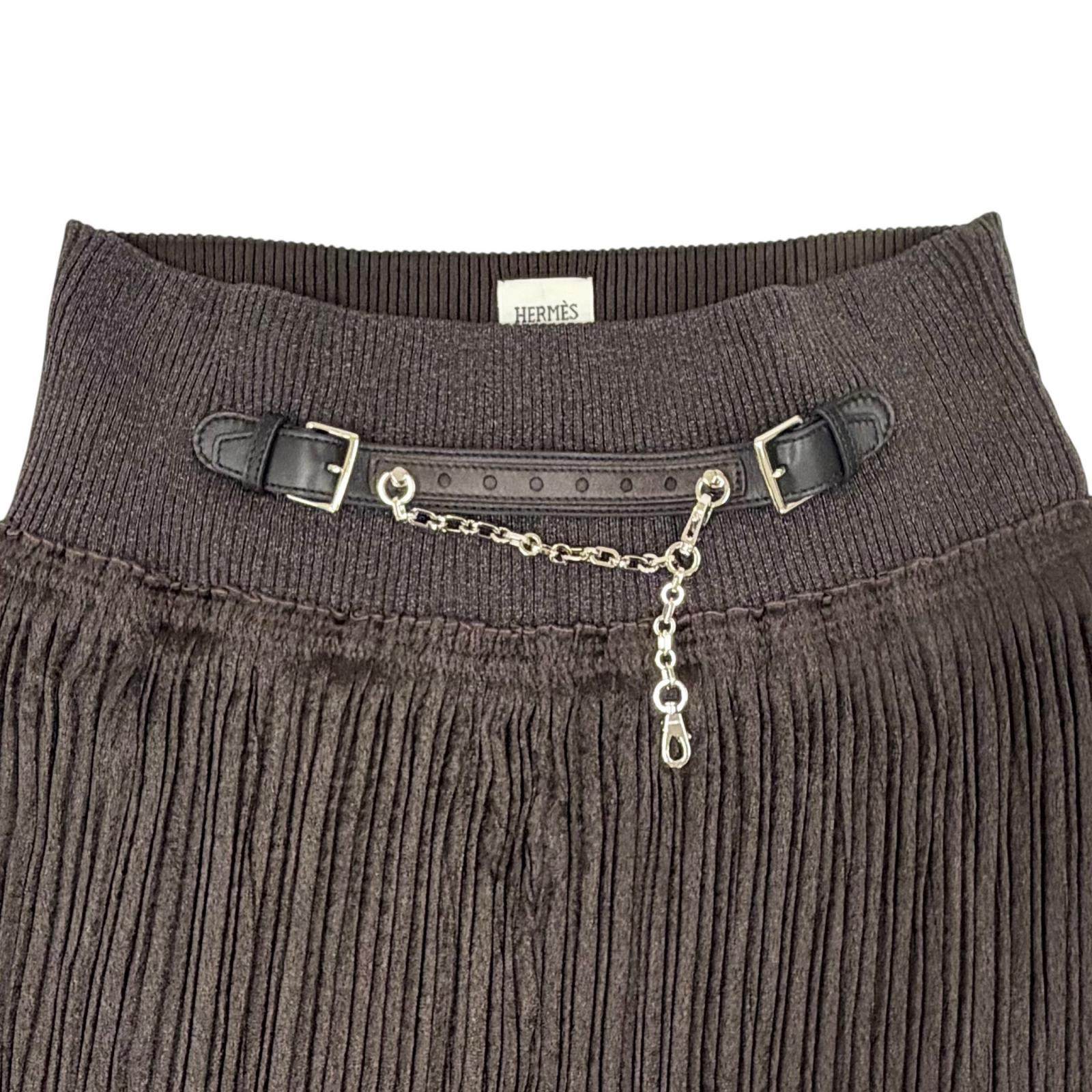 エルメス シルク混プリーツスカート38