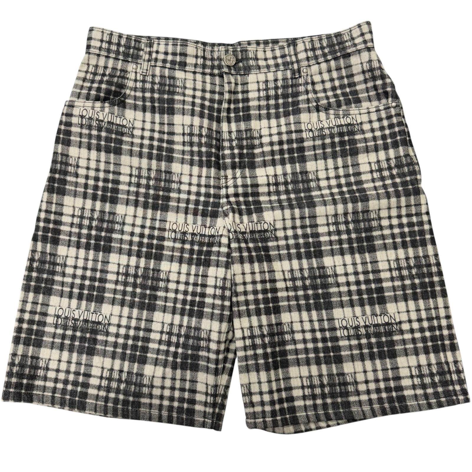 ルイヴィトン チェック レザーショートパンツ