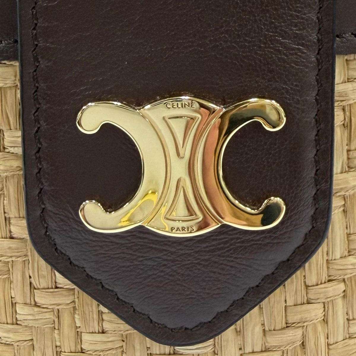 セリーヌ Tambour ラフィア ショルダーバッグ
