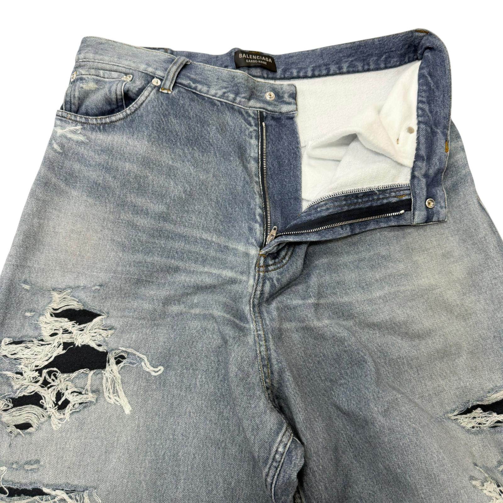 バレンシアガ Trompe l’oeil Denim コットンパンツ