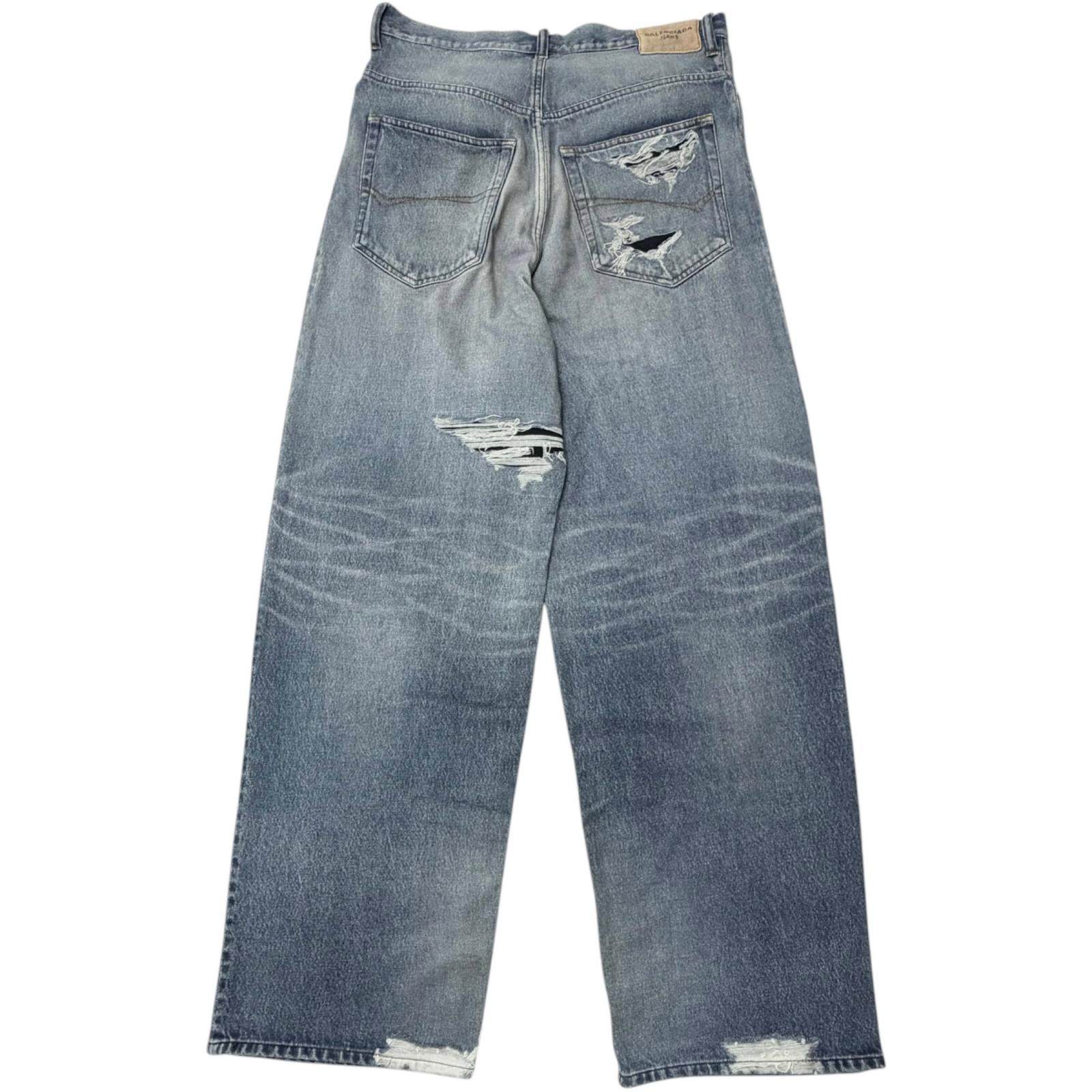 バレンシアガ Trompe l’oeil Denim コットンパンツ