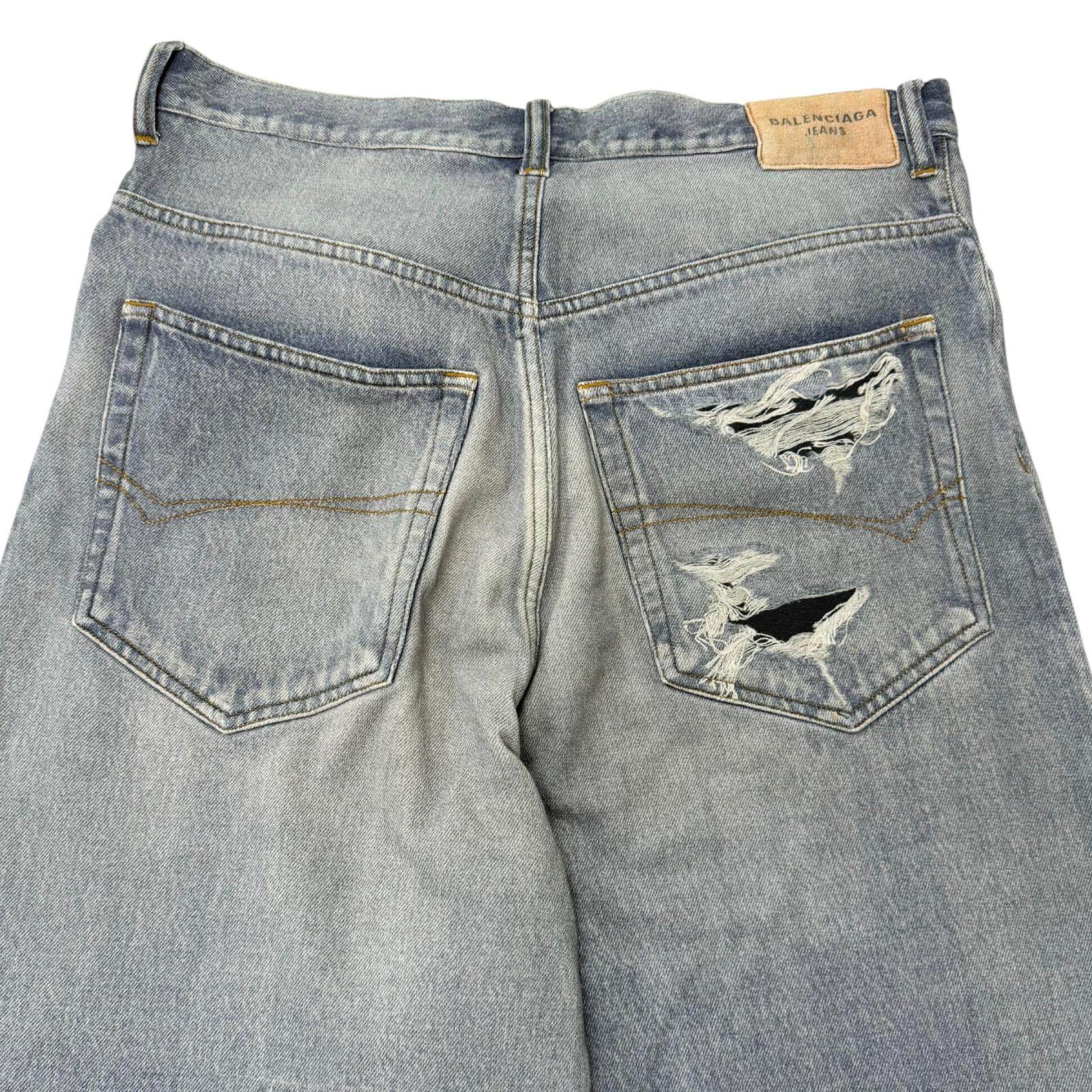 バレンシアガ Trompe l’oeil Denim コットンパンツ