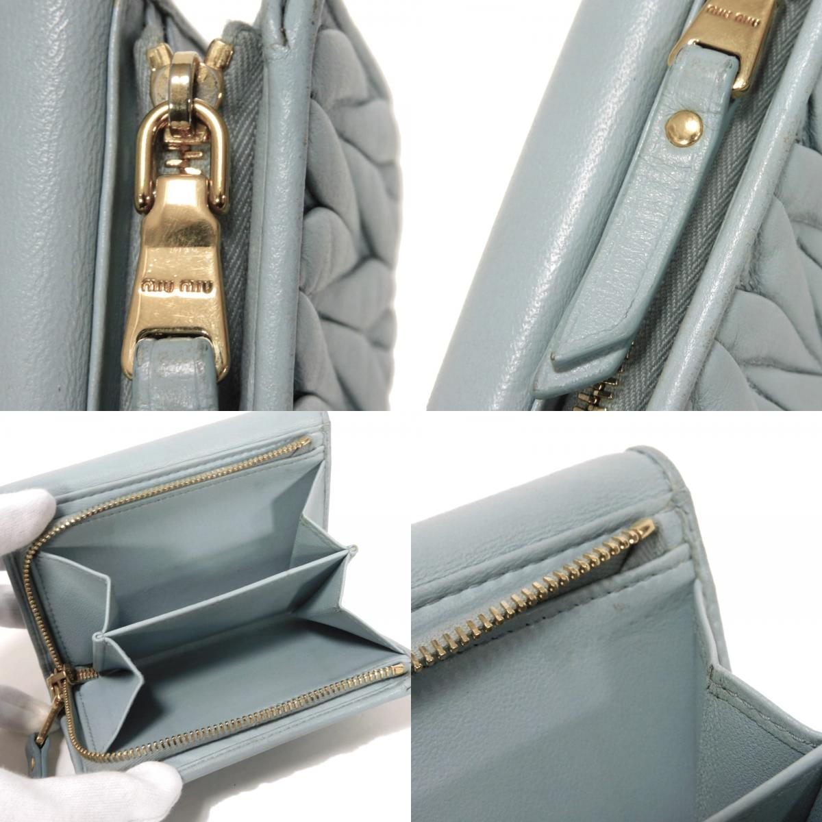 ミュウミュウ マテラッセ ナッパレザー コンパクトジップウォレット 二つ折り財布