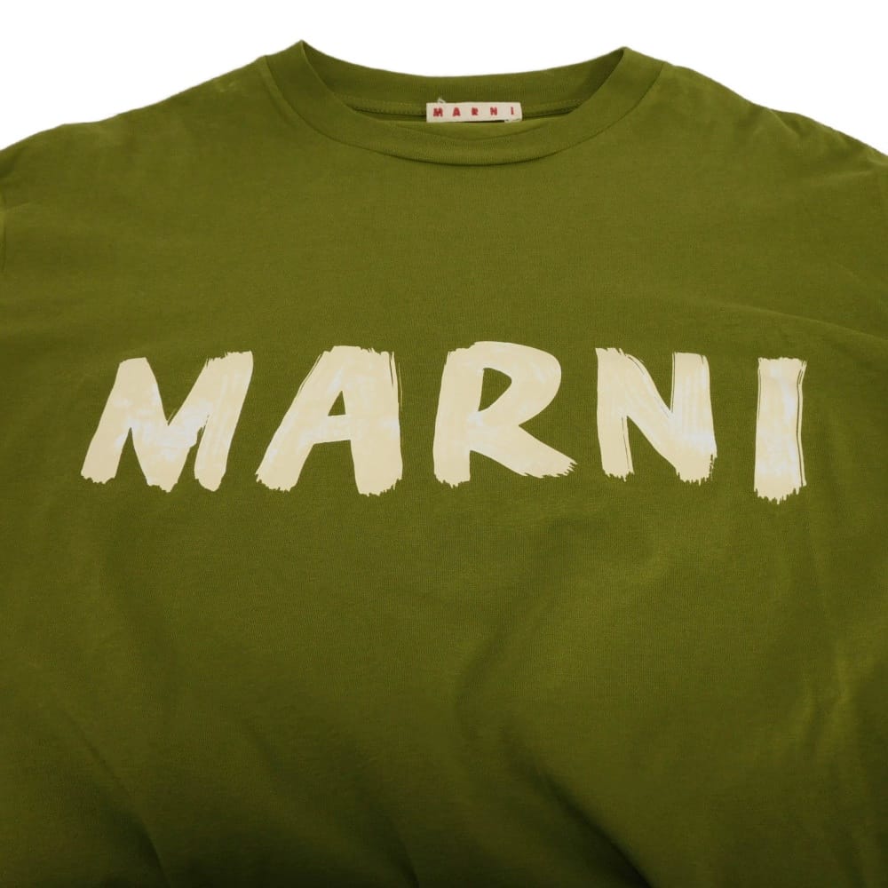 マルニ ロゴ クルーネック コットン長袖Tシャツ