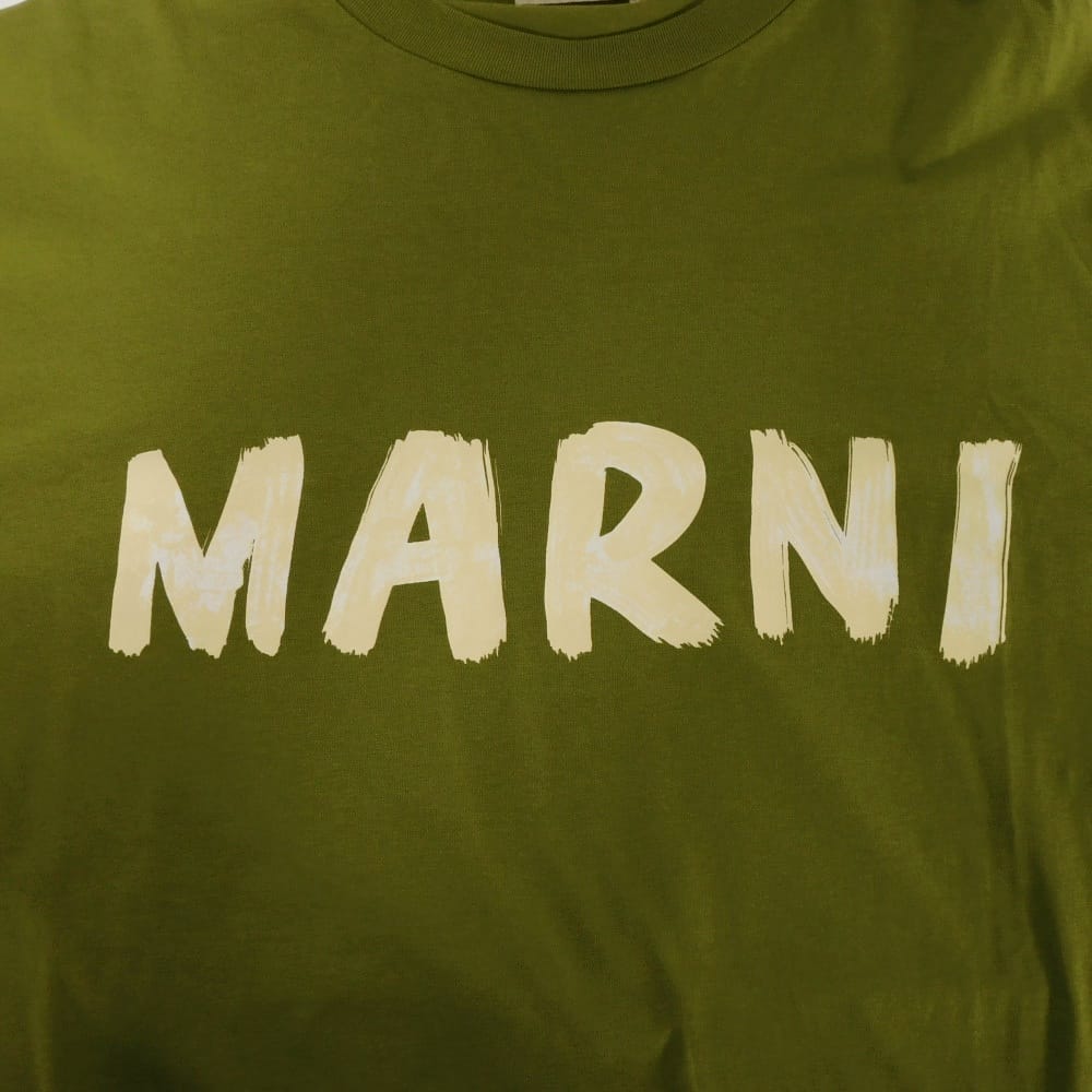マルニ ロゴ クルーネック コットン長袖Tシャツ