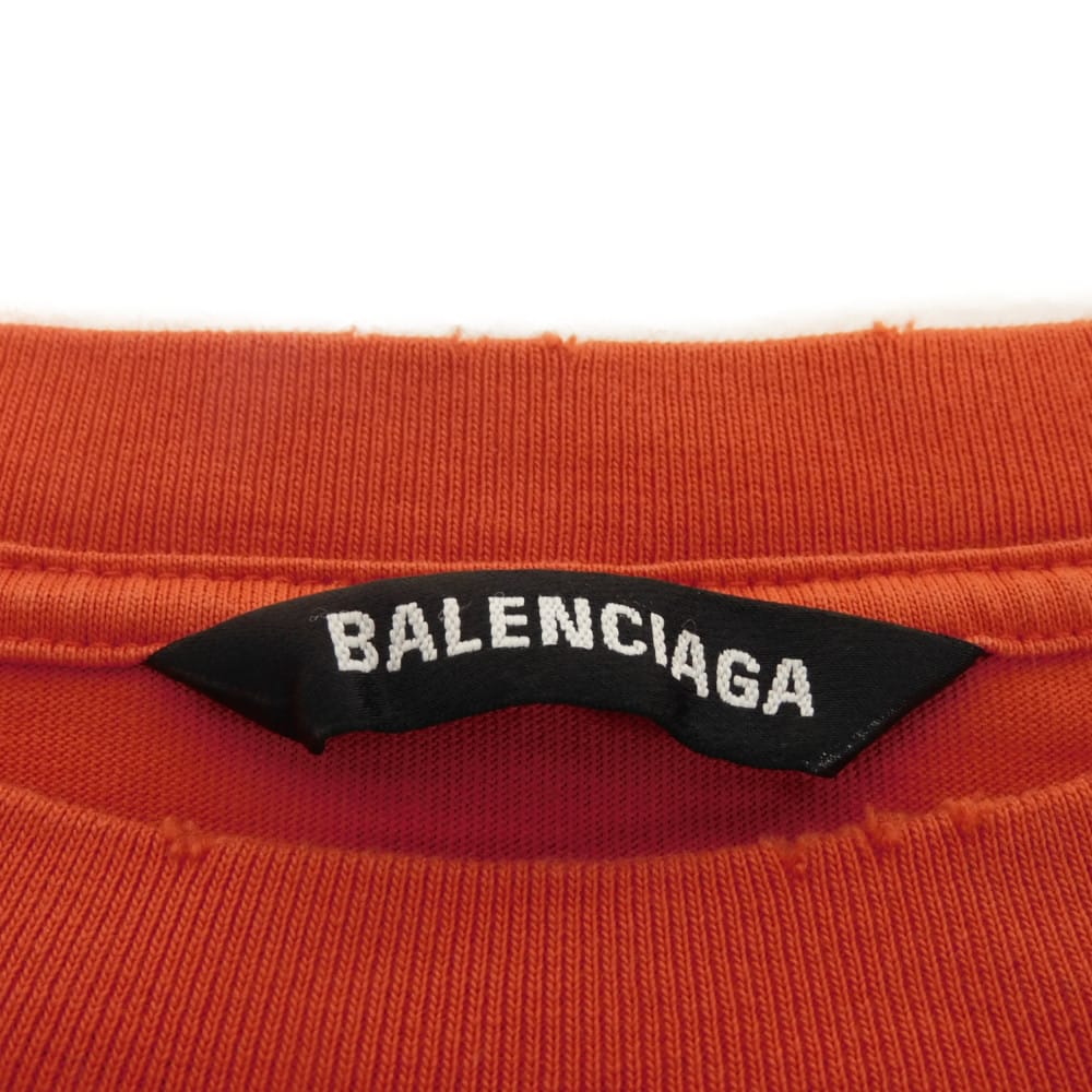 バレンシアガ ロゴ クルーネック コットン長袖Tシャツ