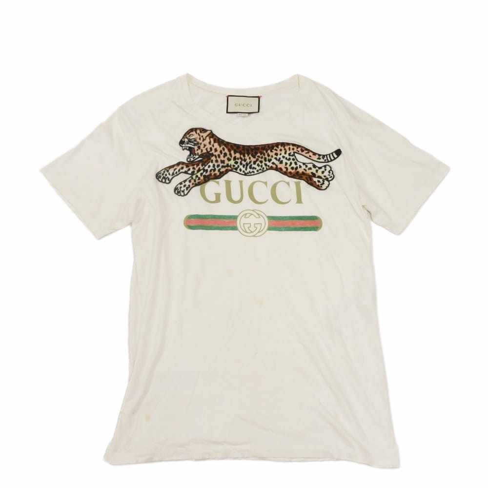 グッチ ヴィンテージロゴ レオパード コットン 半袖Tシャツ