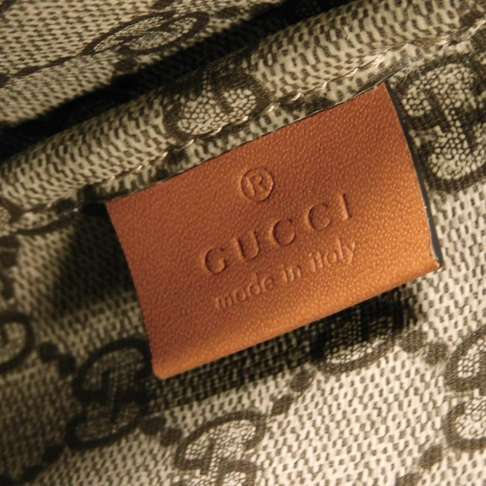 グッチ ロゴ プリント コットンリネン クラッチバッグ