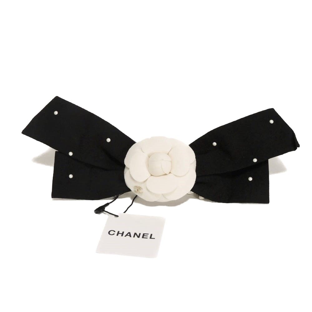 シャネル カメリア リボン ヘアクリップ バレッタ