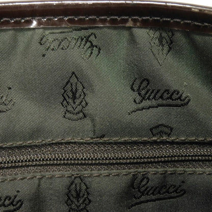 グッチ ウェブ ストライプ GG キャンバス パテント レザー トート バッグ