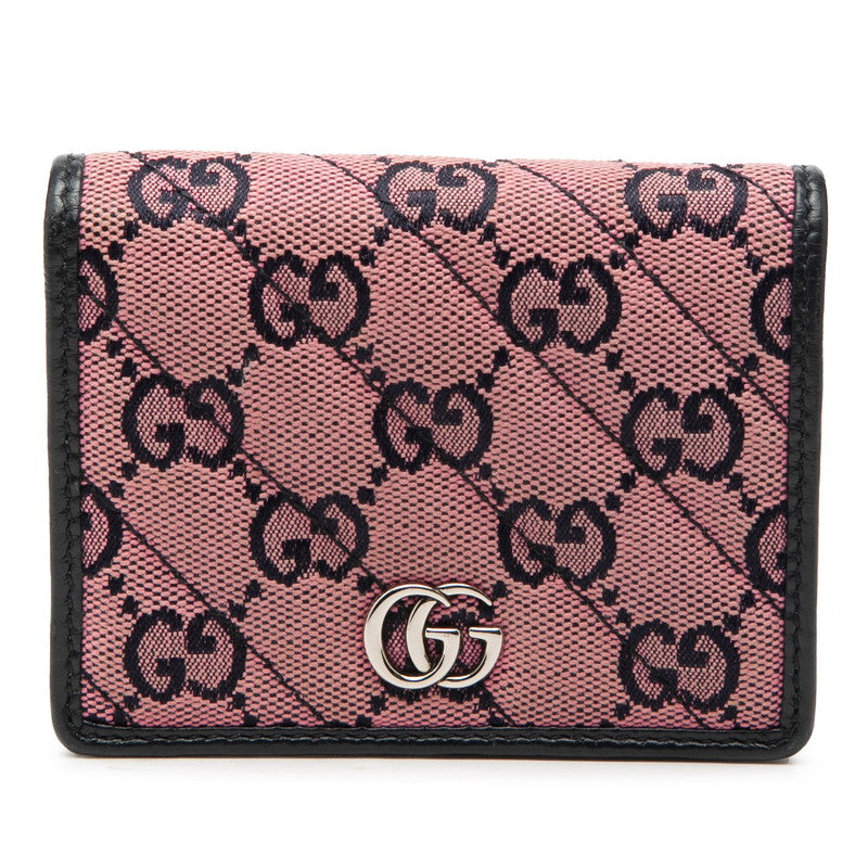 グッチ GGマーモント GGキャンバス レザー二つ折り財布