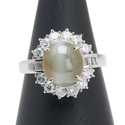 Pt900プラチナキャッツアイダイヤリング