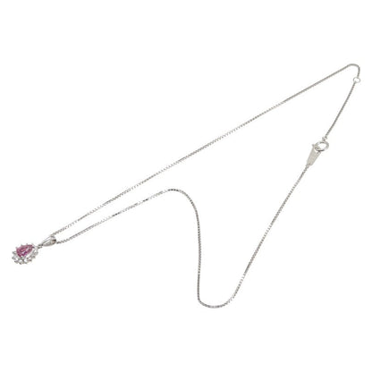 Pt850プラチナピンクサファイアダイヤモンドペンダントネックレス