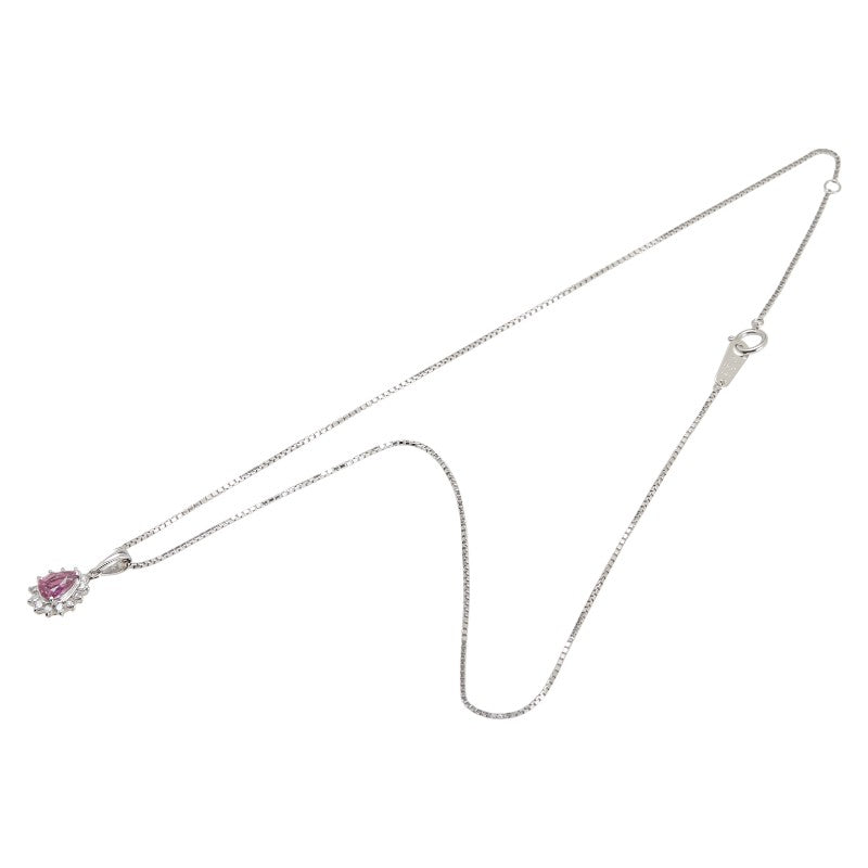 Pt850プラチナピンクサファイアダイヤモンドペンダントネックレス