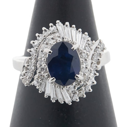 Pt900 プラチナ サファイア ダイヤモンド リング