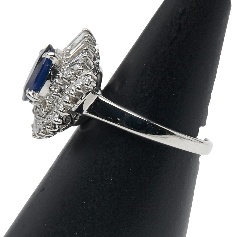 Pt900 プラチナ サファイア ダイヤモンド リング