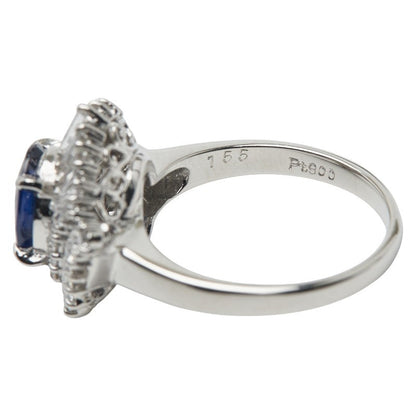 Pt900 プラチナ サファイア ダイヤモンド リング