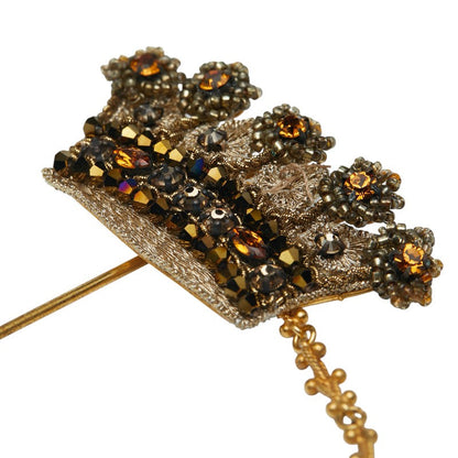 ドルチェ&ガッバーナ クラウン ラインストーン ブローチ