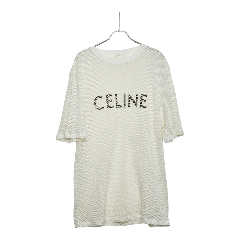 セリーヌ ロゴ メッシュ コットン Tシャツ