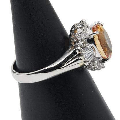 Pt900 プラチナ インペリアル トパーズ ダイヤモンド リング