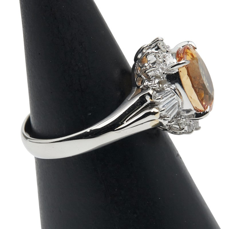 Pt900 プラチナ インペリアル トパーズ ダイヤモンド リング