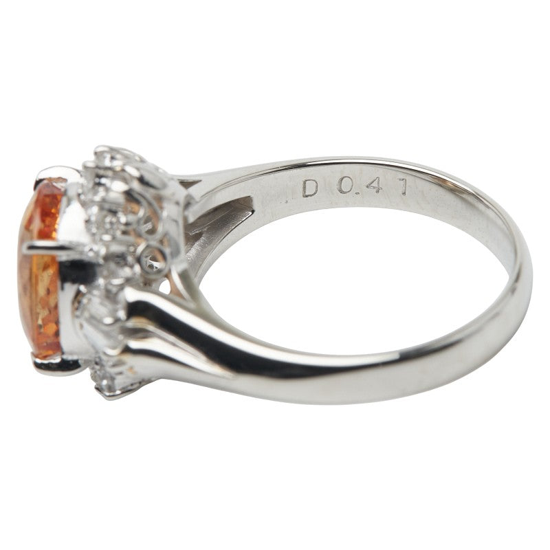 Pt900 プラチナ インペリアル トパーズ ダイヤモンド リング