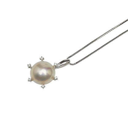 Tasaki K18WG マベ パール ダイヤモンド ペンダント ネックレス