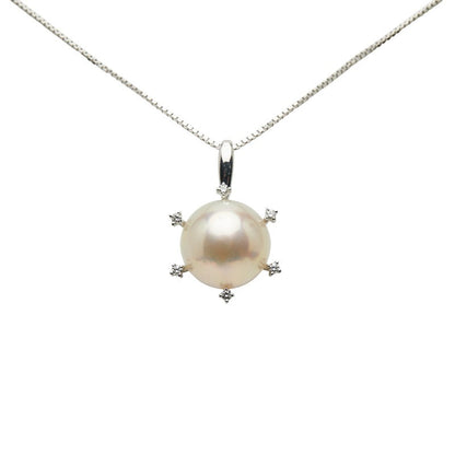 Tasaki K18WG マベ パール ダイヤモンド ペンダント ネックレス