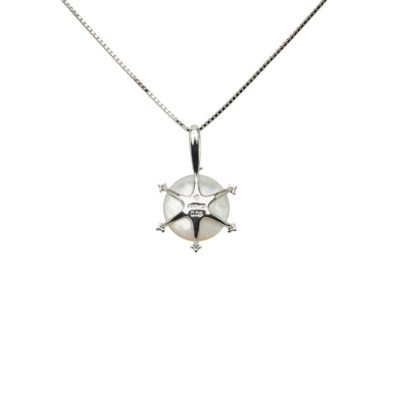 Tasaki K18WG マベ パール ダイヤモンド ペンダント ネックレス