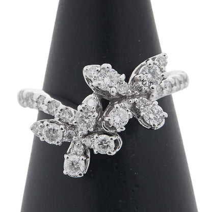 K14WG ホワイト ゴールド ダイヤモンド フラワー バタフライ リング