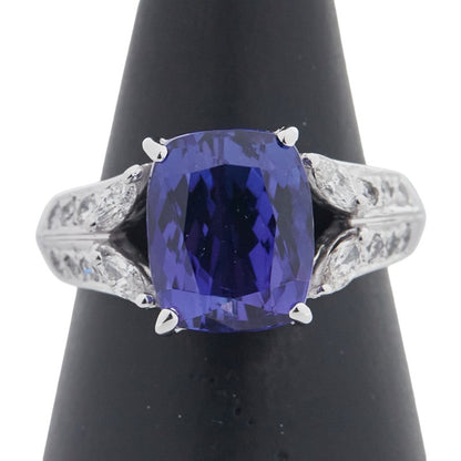 Au750 ホワイト ゴールド タンザナイト ダイヤモンド リング