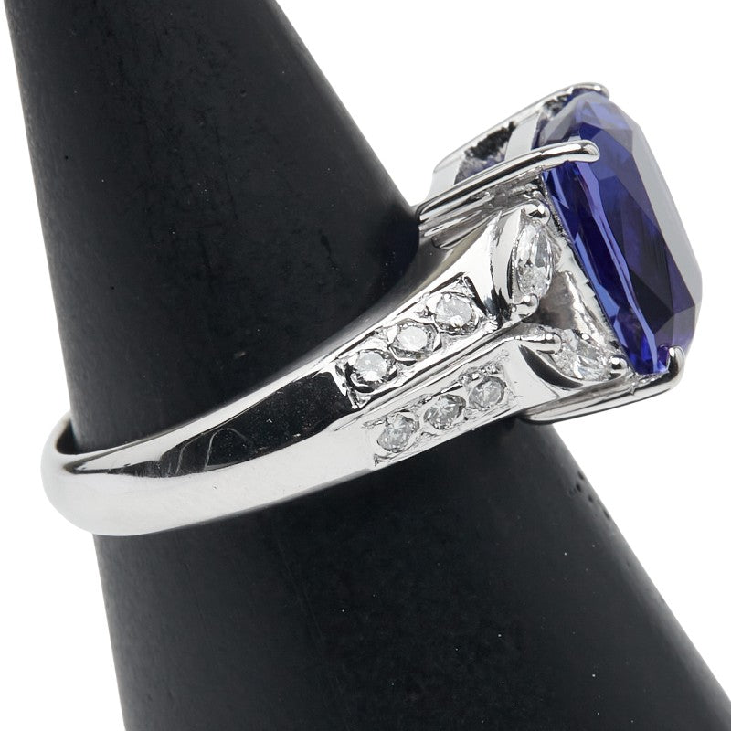 Au750 ホワイト ゴールド タンザナイト ダイヤモンド リング