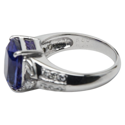 Au750 ホワイト ゴールド タンザナイト ダイヤモンド リング
