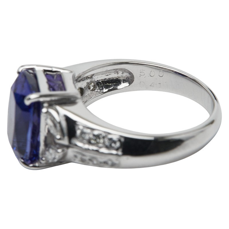 Au750 ホワイト ゴールド タンザナイト ダイヤモンド リング