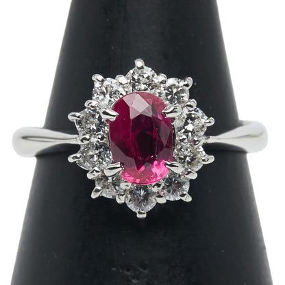 Pt900 プラチナ ルビー ダイヤモンド リング