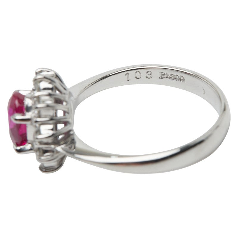 Pt900 プラチナ ルビー ダイヤモンド リング