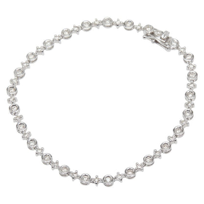 Au750 ホワイト ゴールド テニス チェーン ダイヤモンド ブレスレット