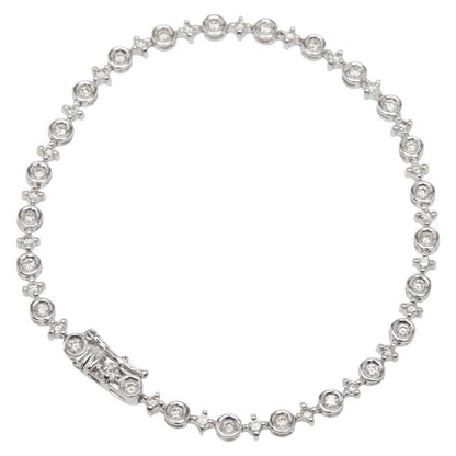 Au750 ホワイト ゴールド テニス チェーン ダイヤモンド ブレスレット