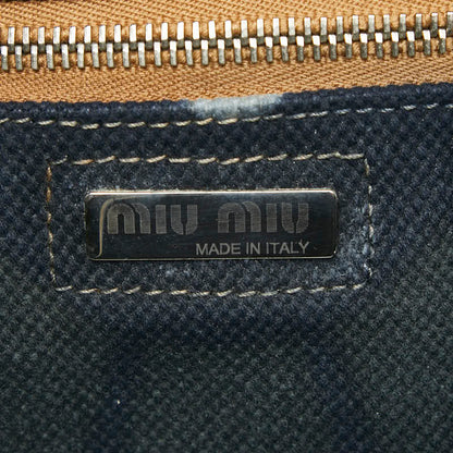 ミュウミュウ フローラル レザー キャンバス トートバッグ