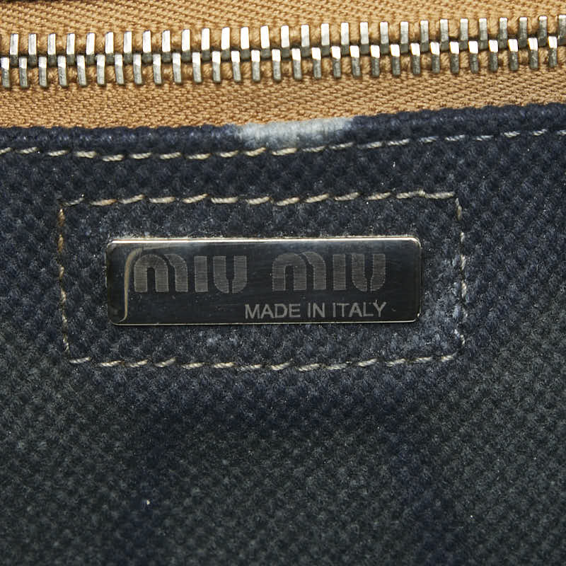 ミュウミュウ フローラル レザー キャンバス トートバッグ