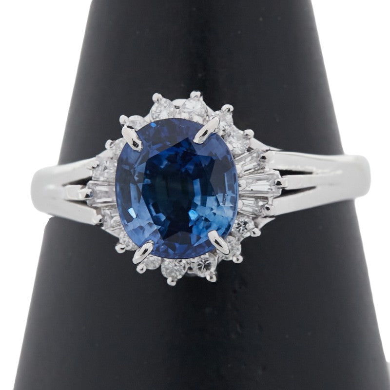 Pt900 プラチナ サファイア ダイヤモンド リング